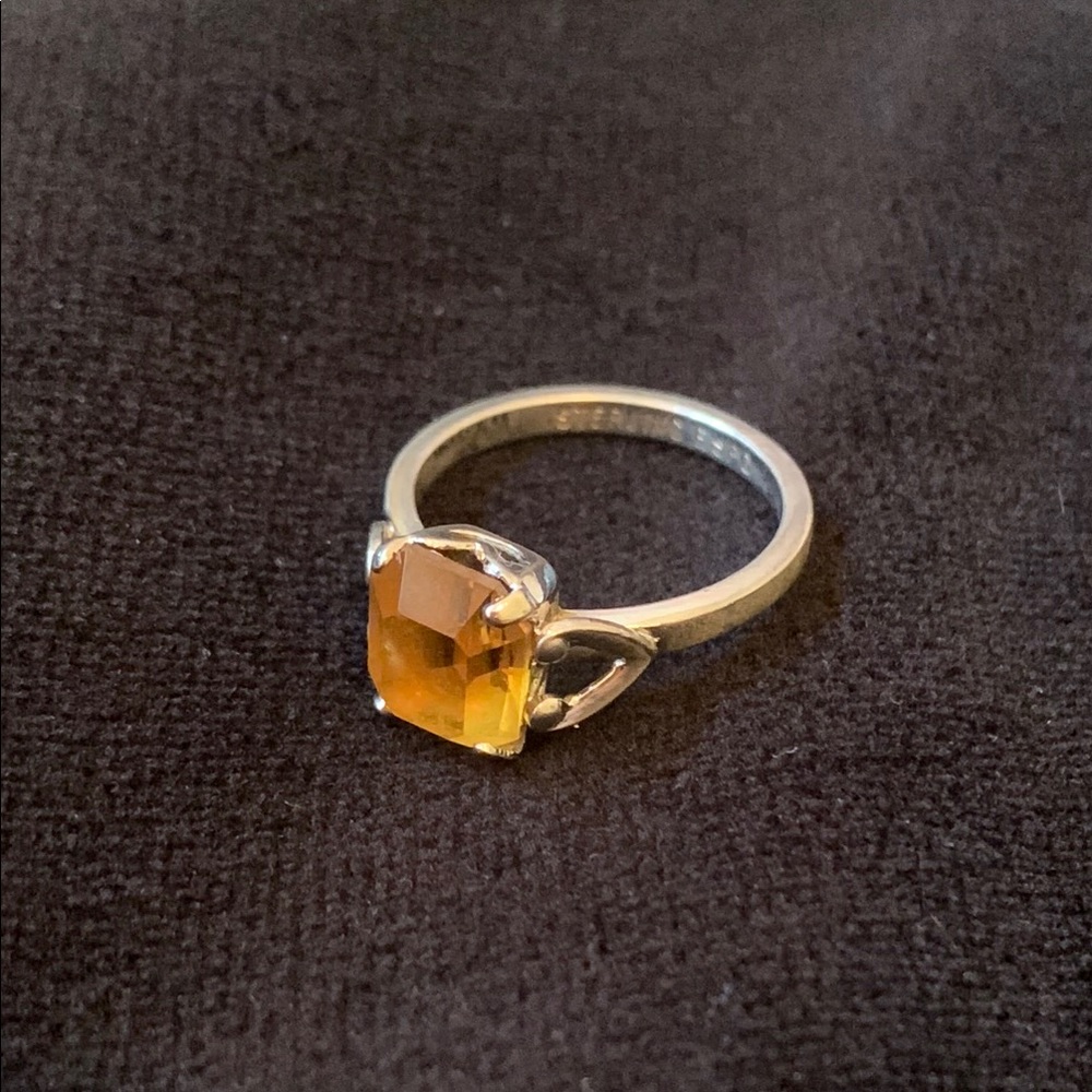Silver and Orange Gemstone Ring